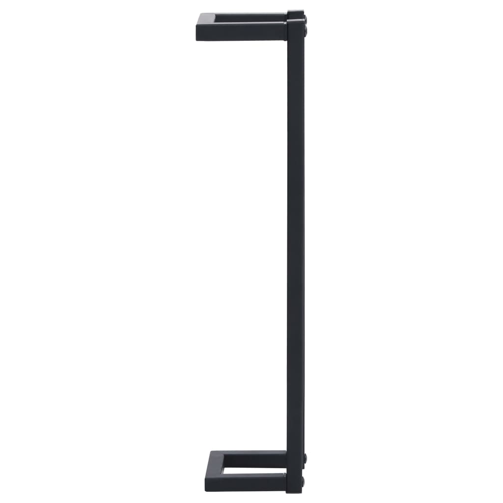Black iron towel rack, 5x5x23.6 inches, with square frame and vertical bar.