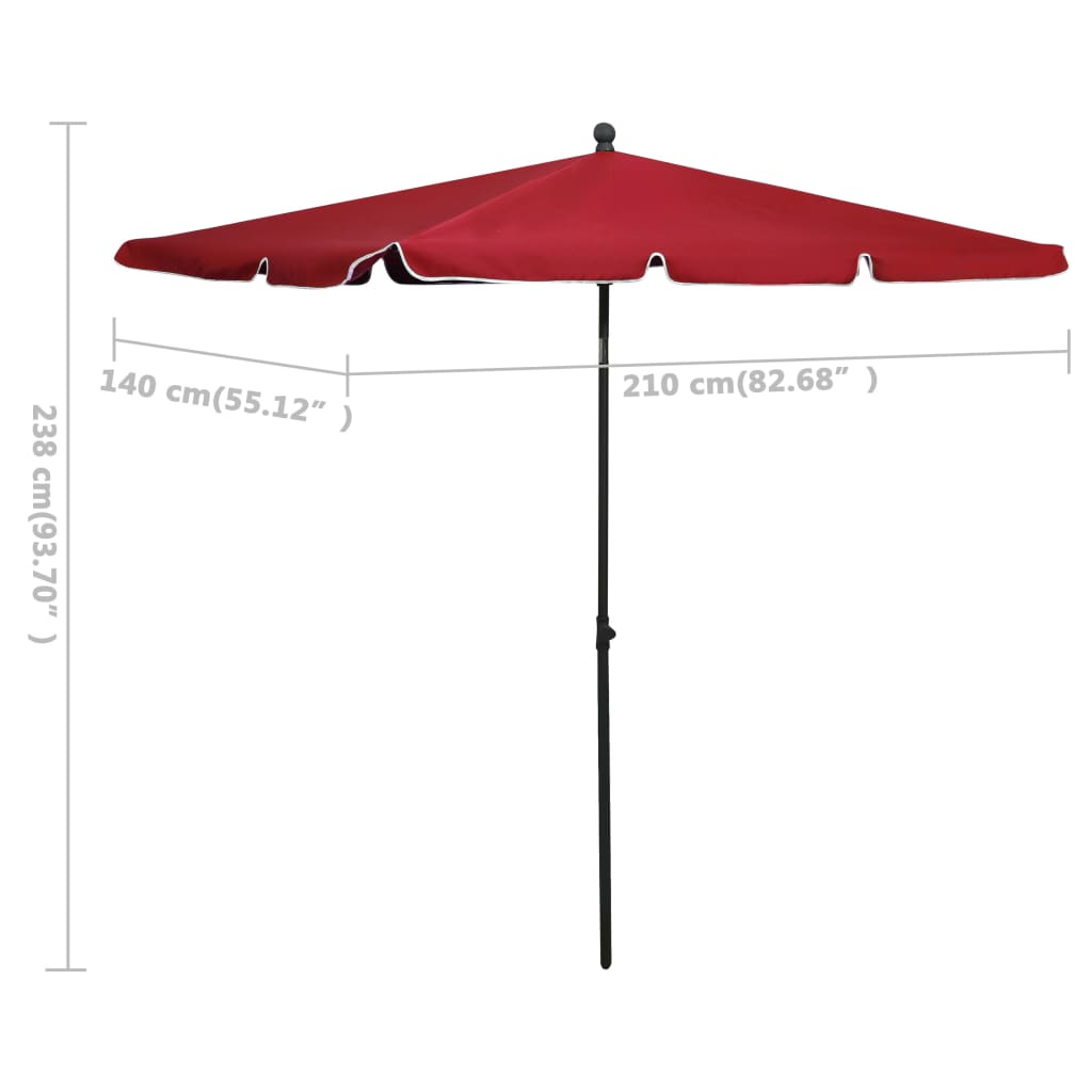 Garden Parasol with Pole 82.7x55.1 Bordeaux Red