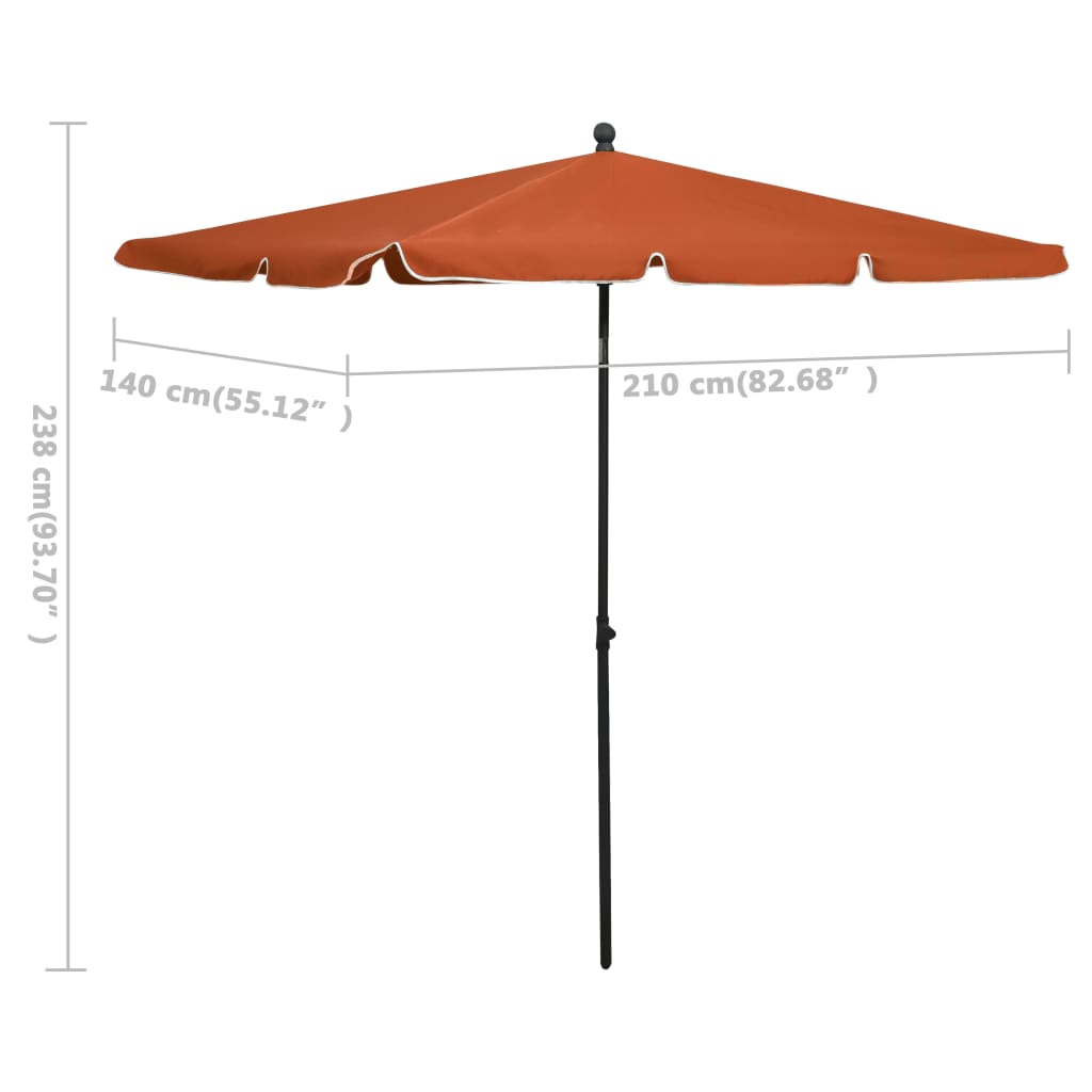 Garden Parasol with Pole 82.7x55.1 Terracotta