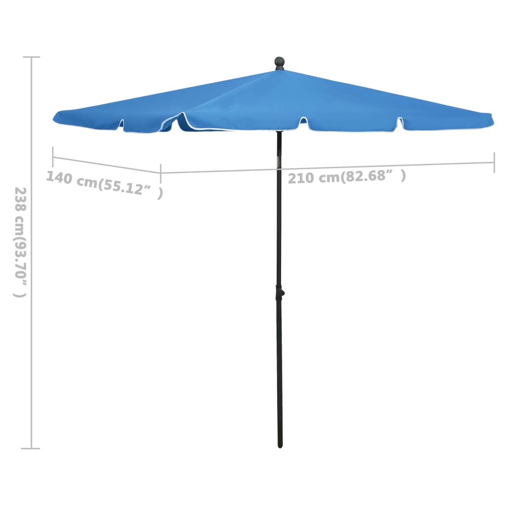 Garden Parasol with Pole 82.7x55.1 Azure Blue