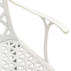 Bistro Set White Cast Aluminum Small Ergonomic Bistro Set