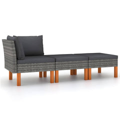 Garden Lounge Set Grey PE rattan Compact Removable Covers