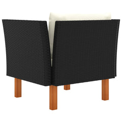Garden Sofa Black PE rattan Medium Removable Covers
