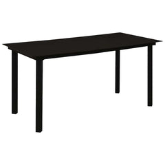 Dining Set Black Cotton Rope, Powder-Coated Steel, Tempered Glass