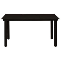 Dining Set Black Cotton Rope, Powder-Coated Steel, Tempered Glass
