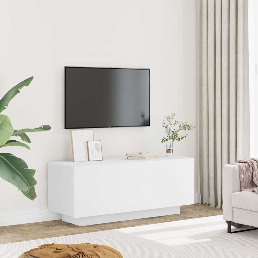 TV Cabinet White Engineered Wood Medium TV Cabinet Rectangular