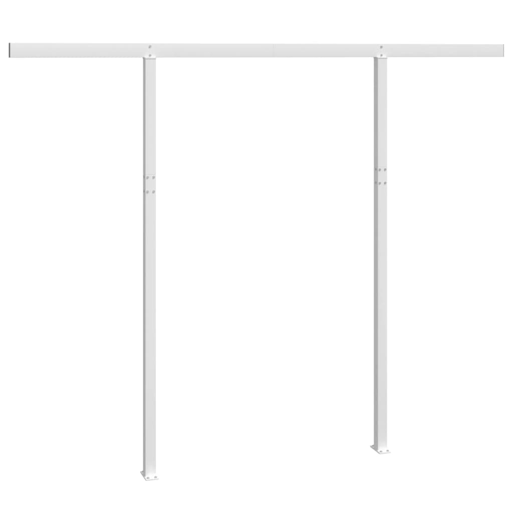 White iron awning post set with two uprights, measuring 118.1 by 96.5 inches.