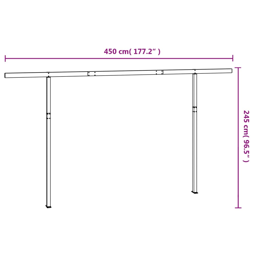 Awning Post Set White 177.2x96.5 Iron