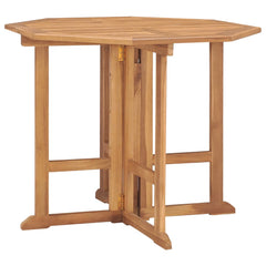 Outdoor Dining Set Natural Teak 5 Piece Folding Round