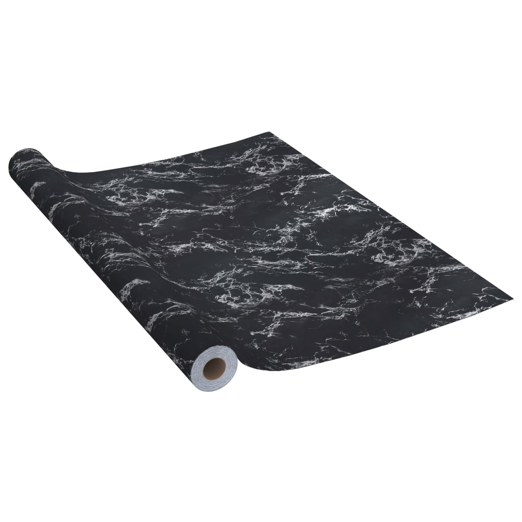 Rolled self-adhesive black stone PVC furniture film, 196.9x35.4 inches.