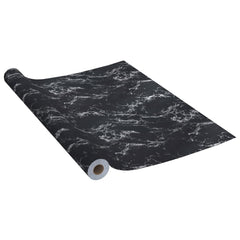 Rolled self-adhesive black stone PVC furniture film, 196.9x35.4 inches.