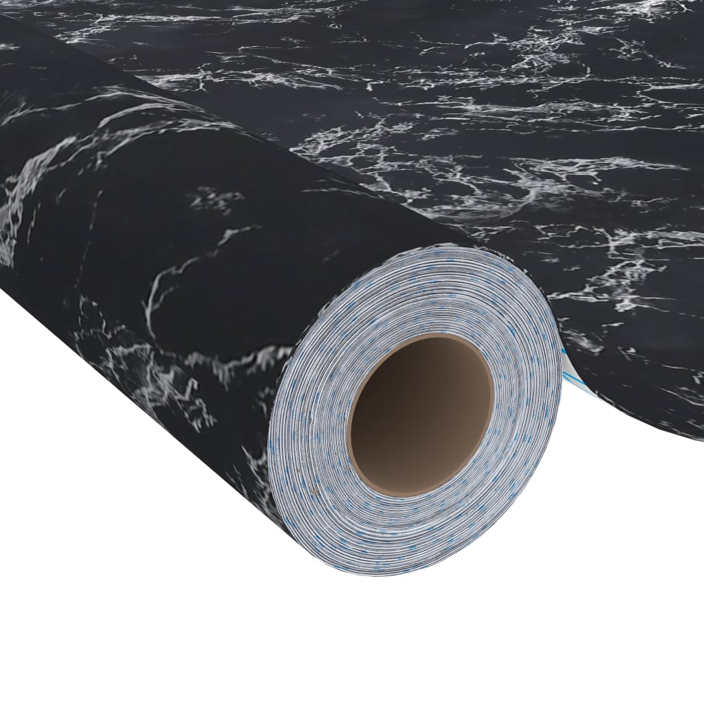 A roll of self-adhesive black stone PVC furniture film, 196.9x35.4 inches.