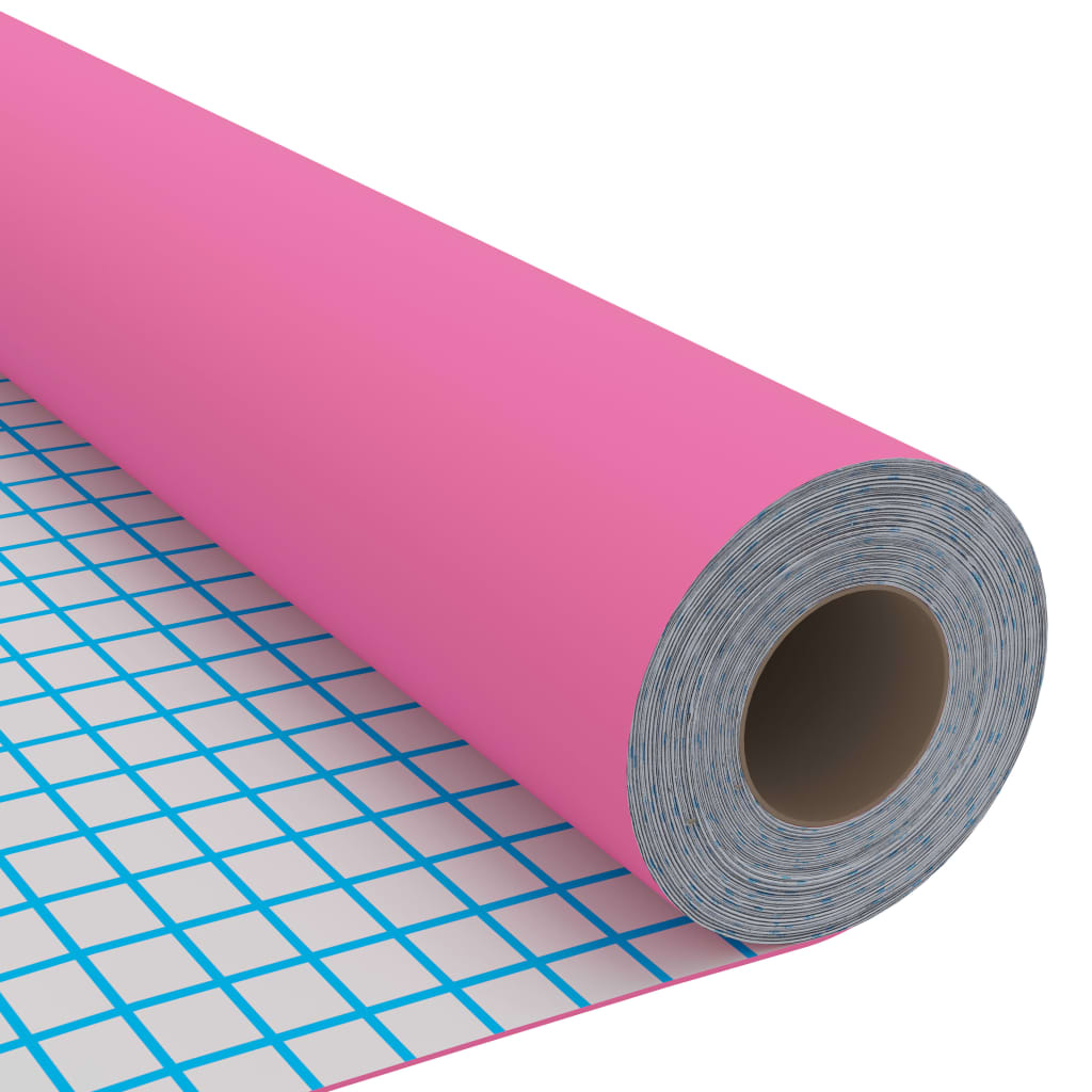 A roll of self-adhesive high gloss pink PVC furniture film, measuring 196.9 by 35.4 inches.