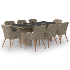 Dining Set Brown PE Rattan 78.7 x 39.4 in Seats Many