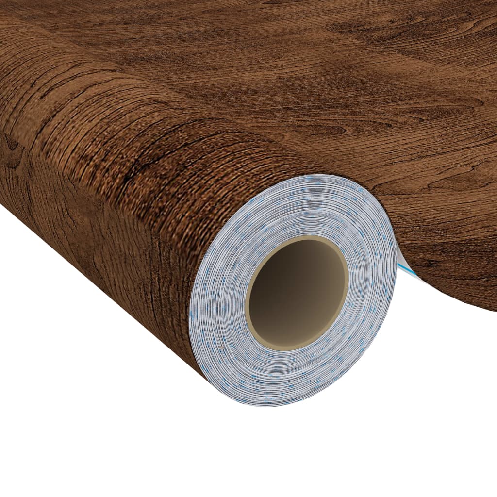 Bostome dark oak self-adhesive PVC door film rolls with wood grain pattern for smooth surfaces.