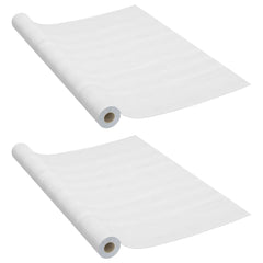 Two rolls of self-adhesive white wood grain PVC film for furniture.
