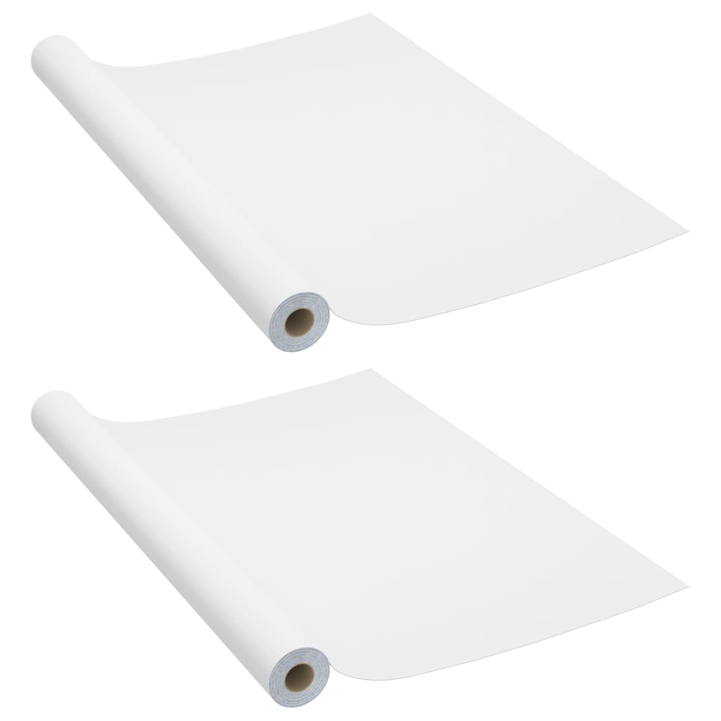 Two rolls of self-adhesive white PVC furniture film, each 196.9x35.4 inches.