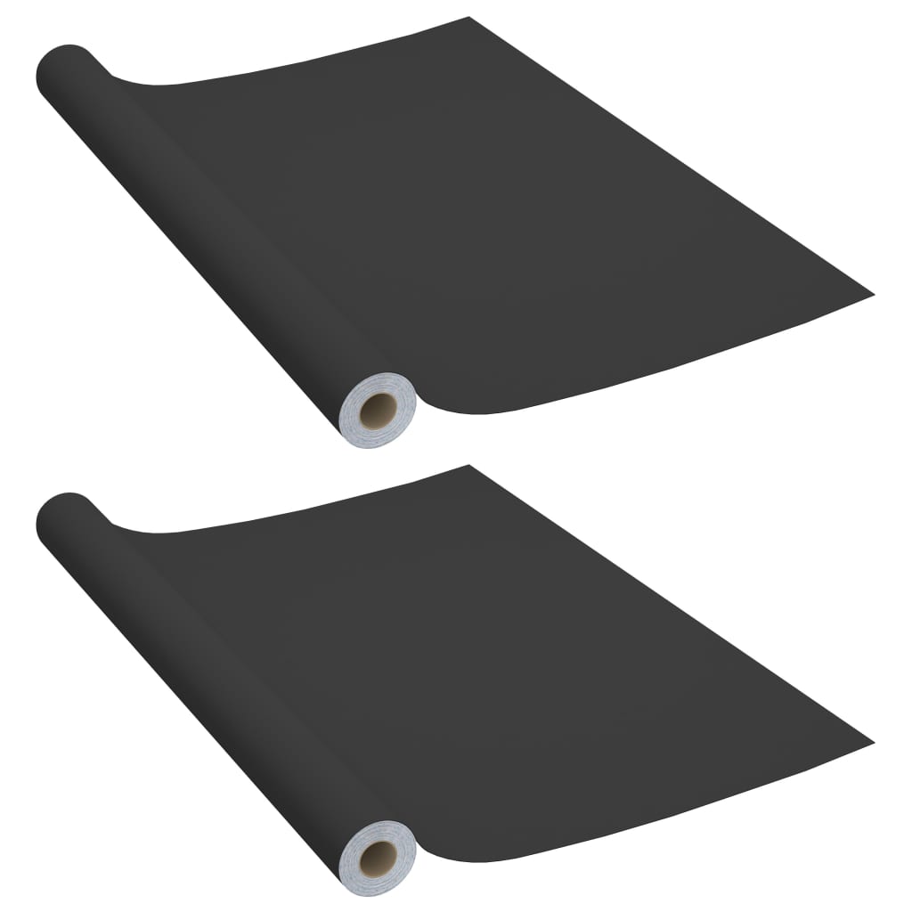 Two rolls of black self-adhesive PVC furniture film, each 196.9 by 35.4 inches.
