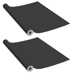 Two rolls of black self-adhesive PVC furniture film, each 196.9 by 35.4 inches.