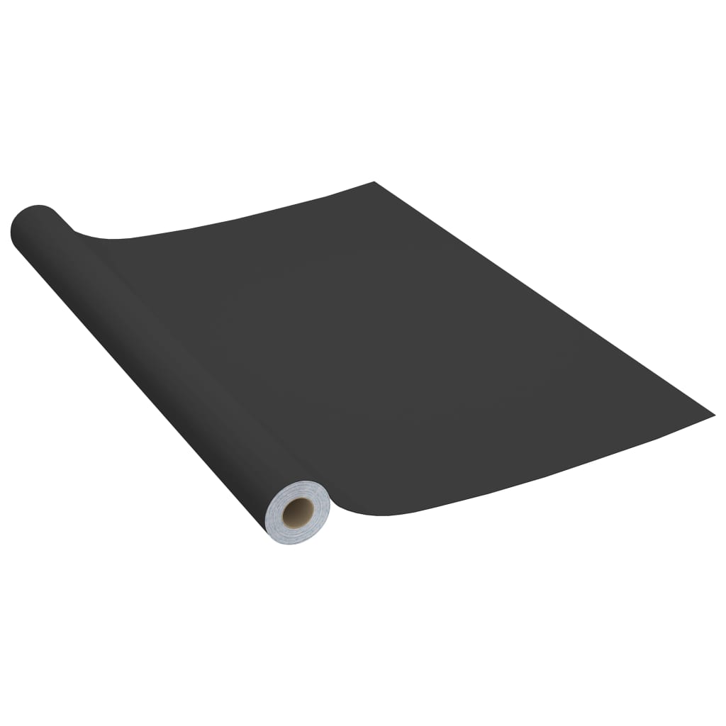 Two-pack of black self-adhesive PVC furniture films, 196.9x35.4 inches each.