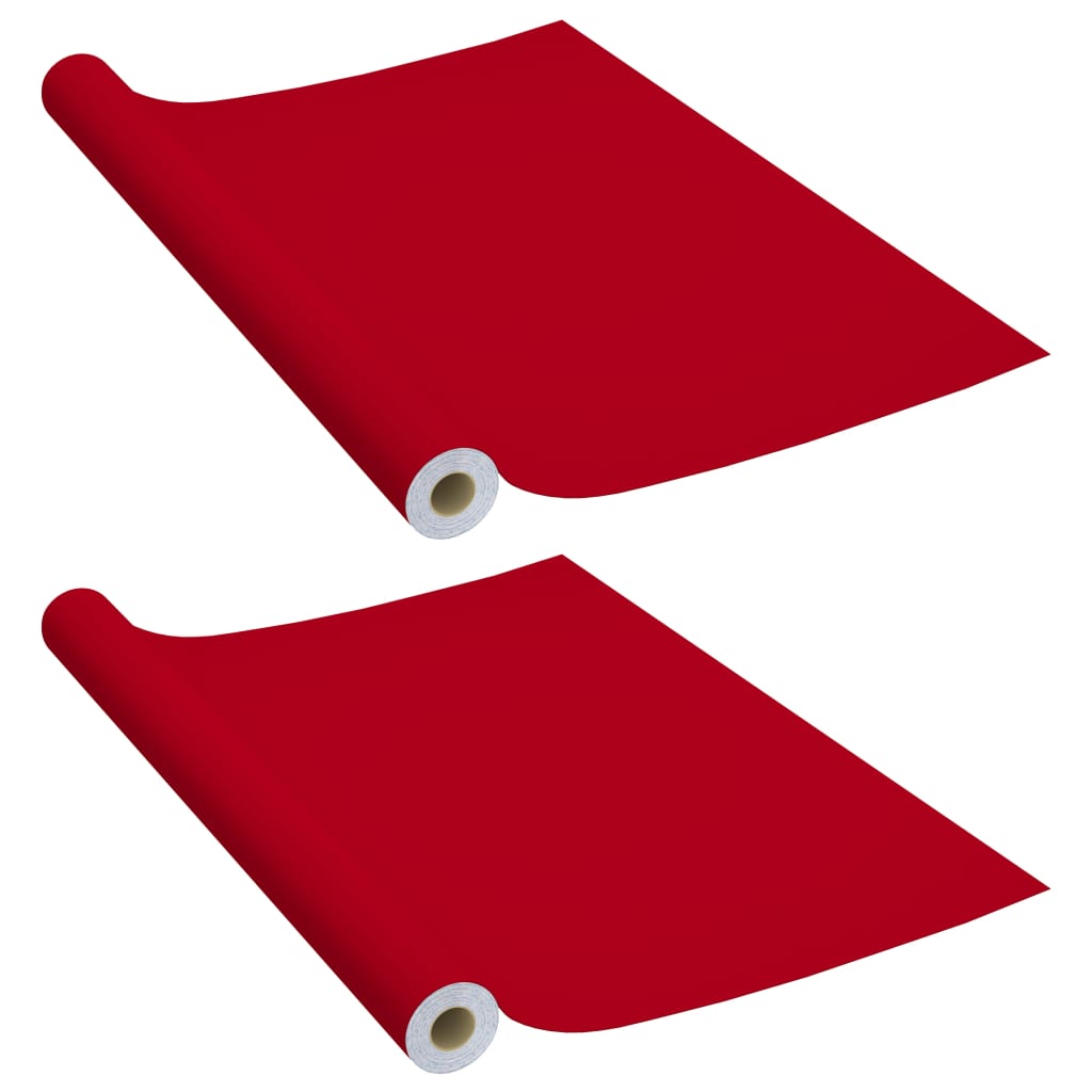 Two rolls of red self-adhesive PVC furniture film, each 196.9 by 35.4 inches.