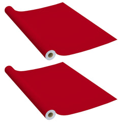 Two rolls of red self-adhesive PVC furniture film, each 196.9 by 35.4 inches.