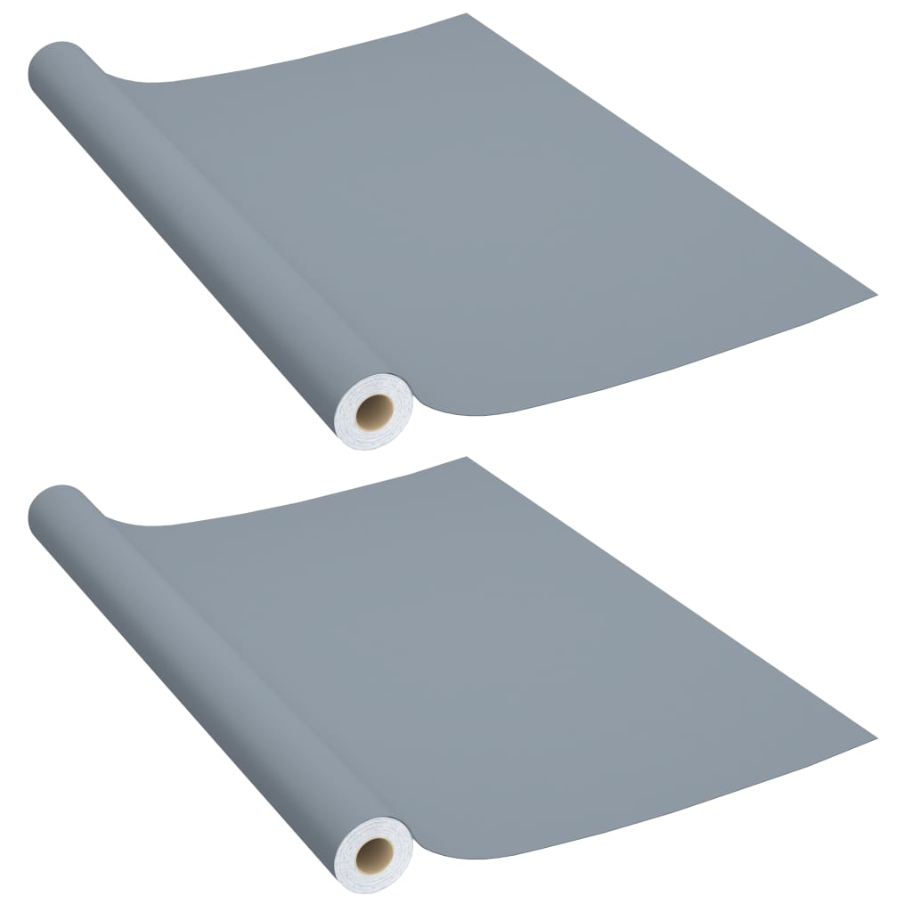 Two rolls of gray self-adhesive PVC furniture film, each 196.9x35.4 inches.