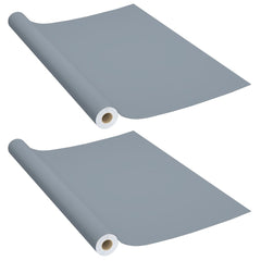 Two rolls of gray self-adhesive PVC furniture film, each 196.9x35.4 inches.