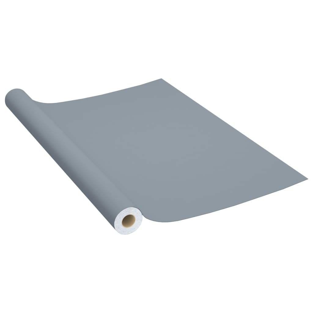 Gray self-adhesive PVC furniture film roll, 196.9x35.4 inches, two pieces.