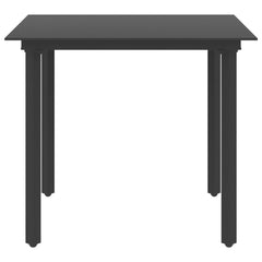 Dining Set Black PVC rattan, powder-coated steel, glass Standard