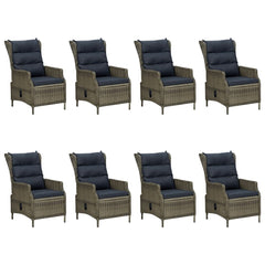 Patio Dining Set Set of 8 Brown Round PE rattan 9 Piece Set