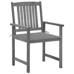 Garden Chair Set of 4 Grey Solid Acacia wood Standard