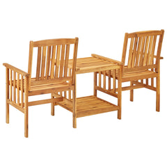 Patio Bistro Set Blue cushions, Natural wood Solid Acacia wood