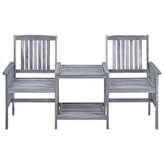 Garden Chair With Tea Table Gray Solid acacia wood Medium