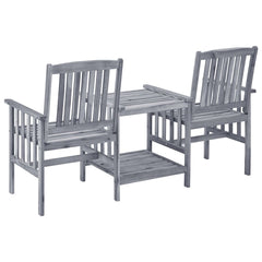 Garden Chair With Tea Table Grey Solid acacia wood Standard