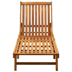 Sunlounger Natural Wood, Black Cushion