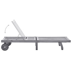 Sunlounger Grey Solid acacia wood Standard size loungers