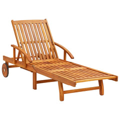 Sunlounger Wine red cushion, natural wood