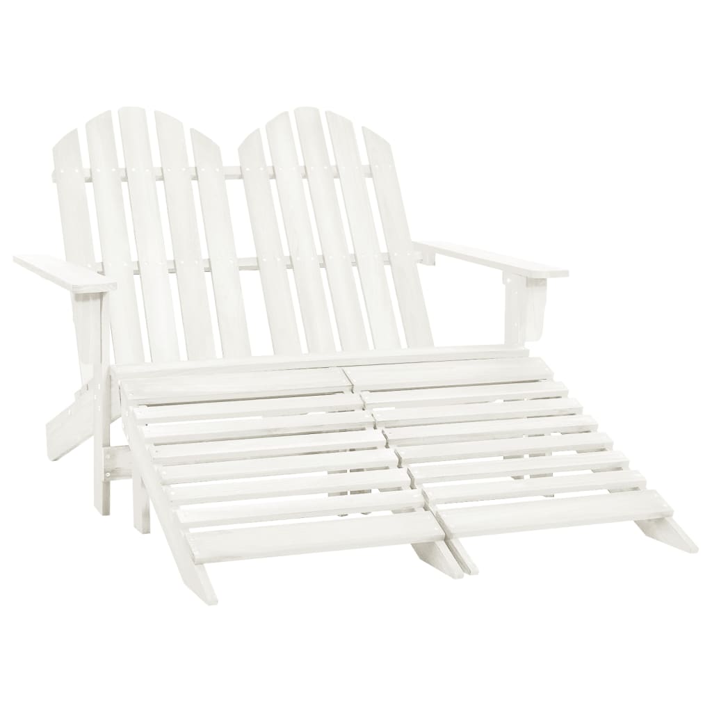 Garden Chair White Fir Wood 2-seater Ergonomic Adirondack Chair