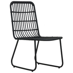 Dining Set Black Poly rattan, powder-coated steel, tempered glass