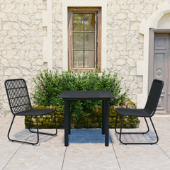 Dining Set Black Poly rattan, powder-coated steel, tempered glass