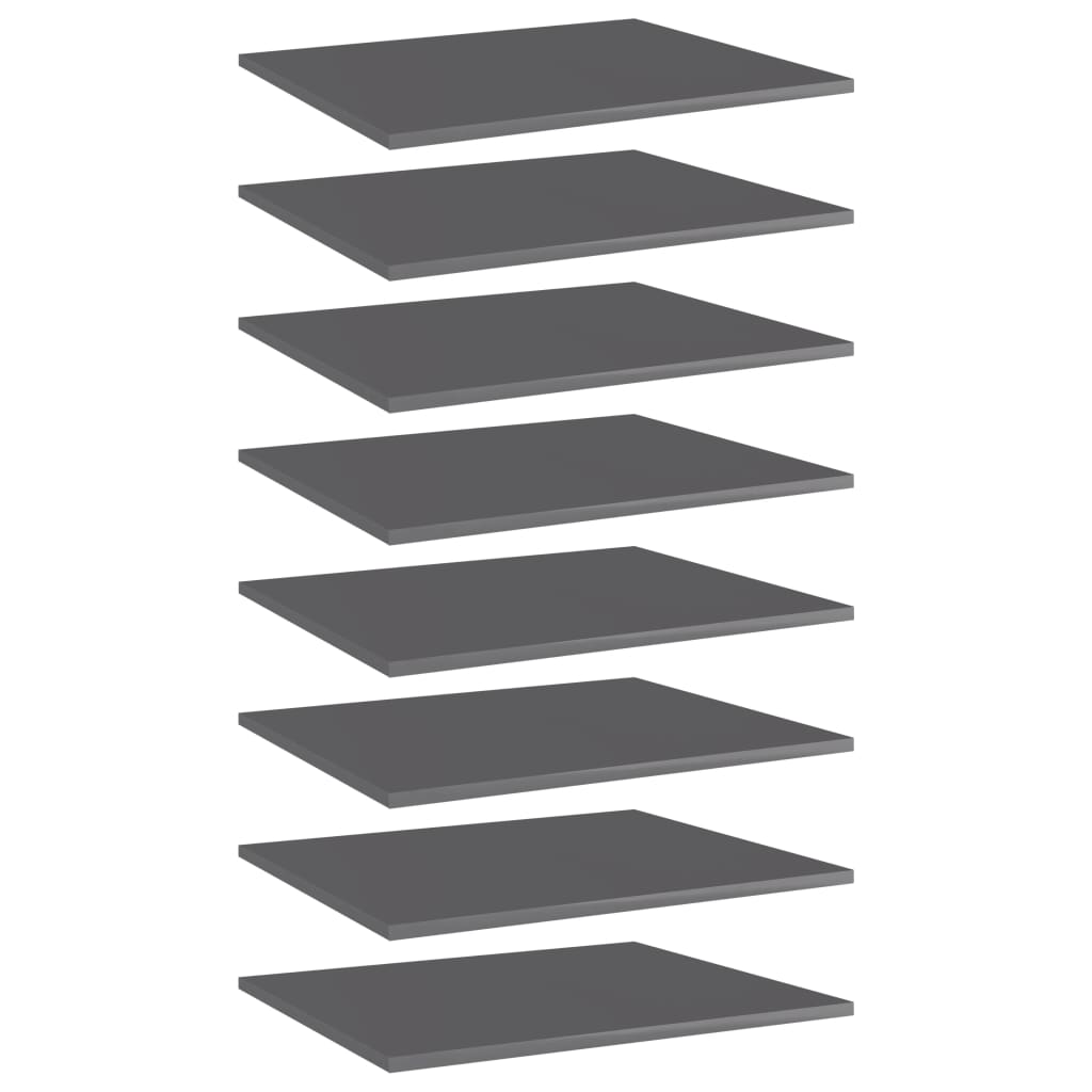 Shelf Set of 8 High gloss gray Engineered wood 23.6x19.7x0.6 in