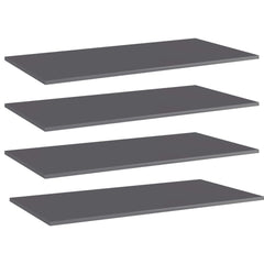 Shelf Set of 4 High gloss gray Engineered wood 39.4x19.7x0.6 in