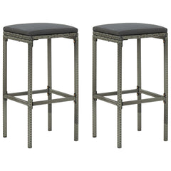 Garden Bar Set Grey PE rattan Medium Footrest Garden Bar Set