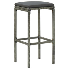 Garden Bar Set Grey PE rattan Medium Footrest Garden Bar Set