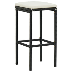 Garden Bar Set Black PE rattan, powder-coated steel 7 Piece Set