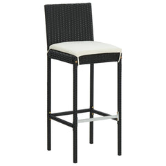 Garden Bar Set Black PE rattan, powder-coated steel, polyester