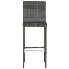 Garden Bar Set Gray PE rattan Medium Footrest Garden Bar Set
