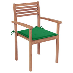 Garden Chair Set of 2 Natural teak, Green cushion Teak wood