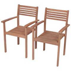 Patio Chair Set of 2 Blue cushions, teak wood color